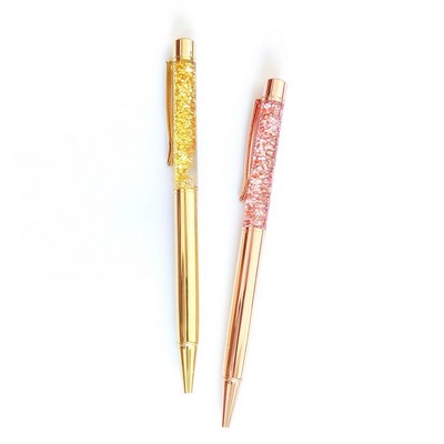 Oil Floating Glitter Metal Ballpoint Pen Drifting Sand Pen Gold Metal