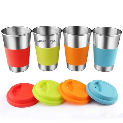 17 oz Stainless Steel Cup with Silicone Lid & Sleeve