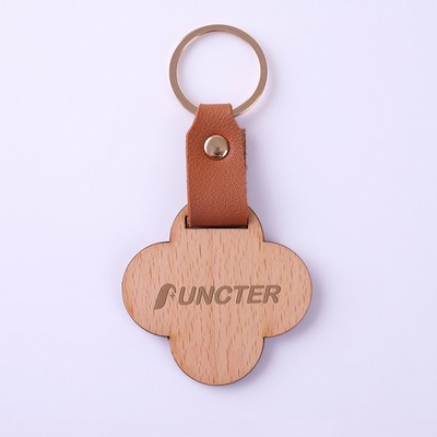 Cloud Shape Wooden Keychain