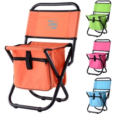 Portable Folding Camping Chair with Insulated Cooler Bag