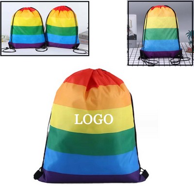 Outdoor Sports Rainbow Drawstring Backpack