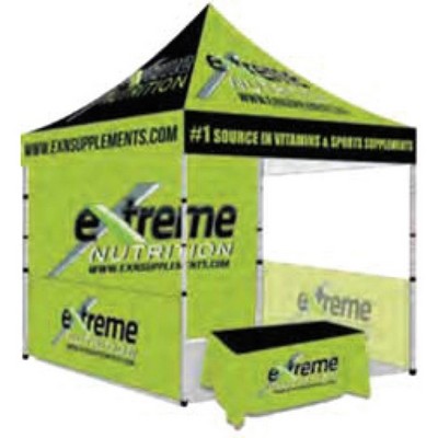 10x10 Tent, Tent BackWall, 2 Side Rails 1 sided & 6' Table Cover