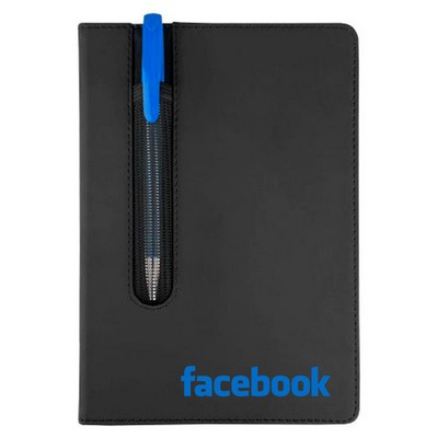 PU Notebook with Pen Holder and One-Color Print on Cover