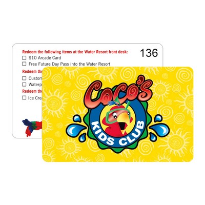 Membership Card | 2 1/8" x 3 3/8" | .030" White Durable Plastic | Full Color