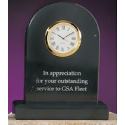 6.25" Black Genuine Marble Arch Clock Award