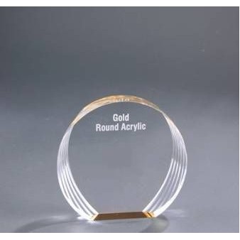 Round Gold Reflective Acrylic Award w/ Swirled Sides - 5" Diameter