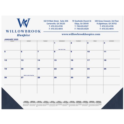 Black & Black Calendar Desk Pad w/One Color Imprint (21¾"x17")