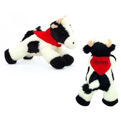 8" Mini Moo Cow Stuffed Animal w/Bandana & One Color Imprint