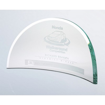 Supreme Beveled Moon Jade Glass Award, Large (14"x7")