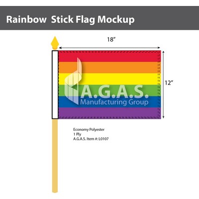 Rainbow Stick Flag 12"X18"