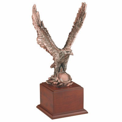 15½" Large Bronze Eagle Trophy w/Wood Base