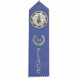 6th Place Stock Pink Satin Ribbon w/2" Space for Mylar Hologram Medallion