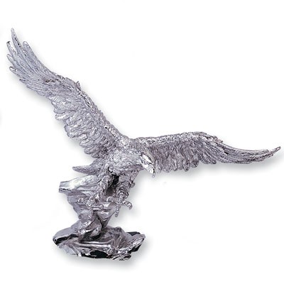 Silver Resin Attacking Eagle Trophy w/¼" Rod (13"x16")