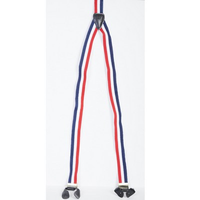 Men's Red White & Blue Stripe Suspenders