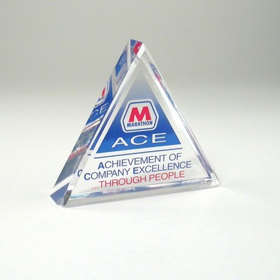 Flat Triangle Lucite® Embedment Award (4" x 3 1/2" x 1")