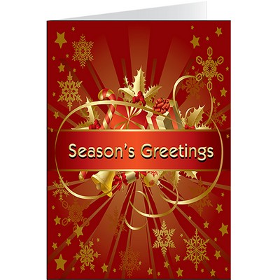 Season's Greetings Red & Gold Greeting Card