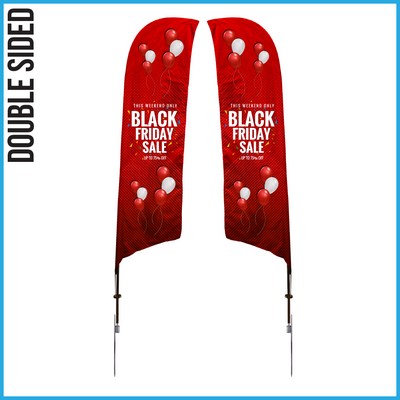 10' Shark Flag - Double Sided w/Spike Base (Medium) - Made in the USA