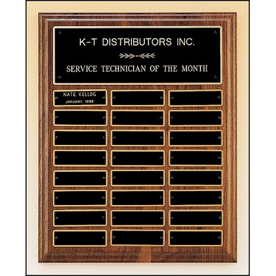 Solid Walnut Perpetual Plaque, 9 x 12", 12 plates