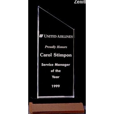 Zenith Series Clear Acrylic Award on Solid Walnut Base (4 3/4"x11 1/4")