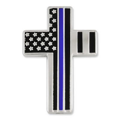 Thin Blue Line Cross Pin