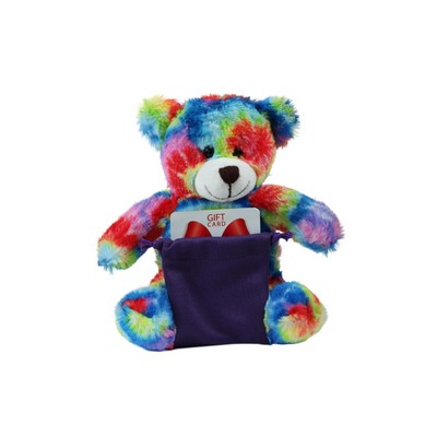 soft plush Tie Dye Bear with gift card sack