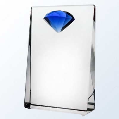 Blue Diamond Wedge Optic Crystal Award - Medium