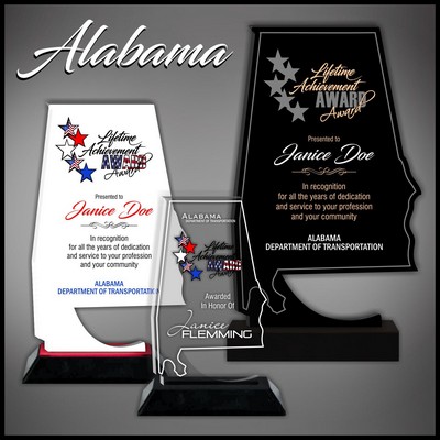 11" Alabama Clear Acrylic Award with a Wood Base