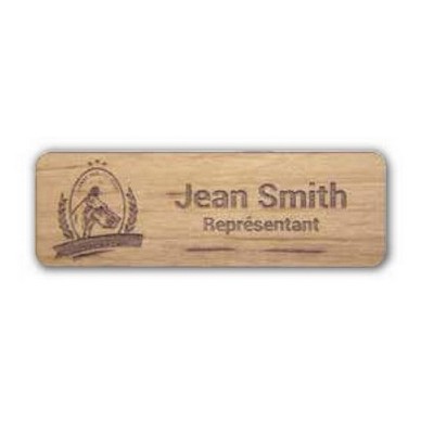 Solid Oak Wood Name Badge