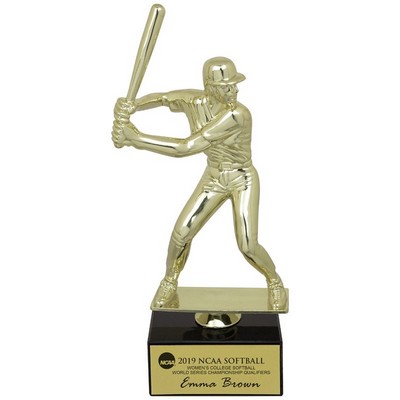 9½" Female Baseball Figure Trophy w/Black Marble Base