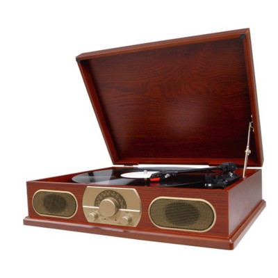 Studebaker Wooden Turntable w/Cassette Player & AM/FM Radio