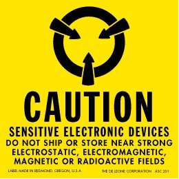 Caution Sensitive Electronic Devices Paper Labels - 2" x 2"