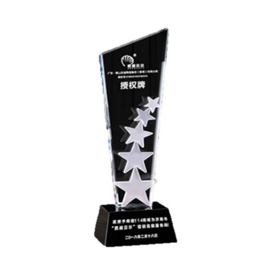 Star Pattern Crystal Glass Trophy With Resin Base