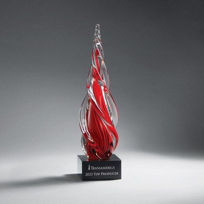 Twisted Horn Red Art Glass