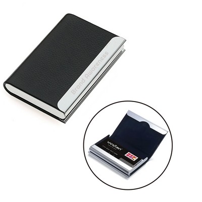 PU Leather Metal Business Card Holder