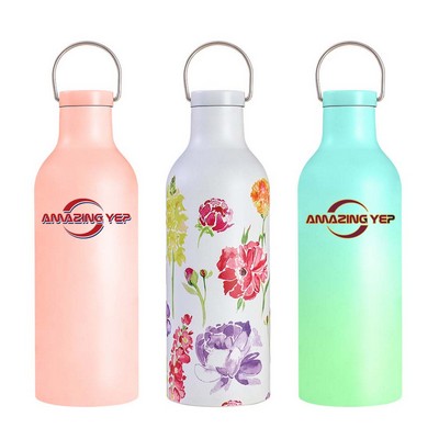 Bowling-Shaped Stainless Bottle W/ Carrying Strap 20oz.