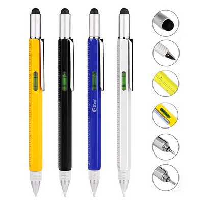 6 in 1 Metal Multi-functional Tool Ballpoint Pen