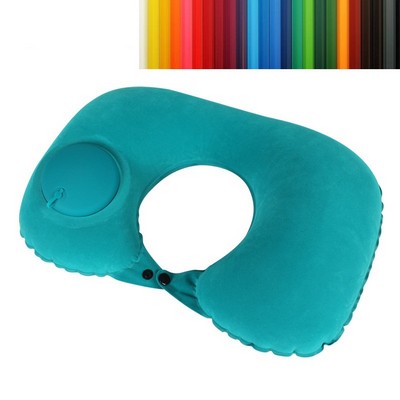 Custom PVC U Shaped Air Pump Inflatable Neck Pillow