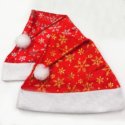 Christmas Hat Winter Plush Snowflake Xmas Santa Cap