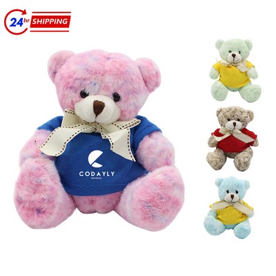 6 " Colorful Snowflake Plush Bear w/ Ribbon