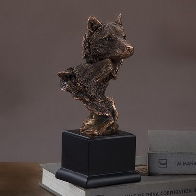 Double Wolf Heads Trophy (5"x10")