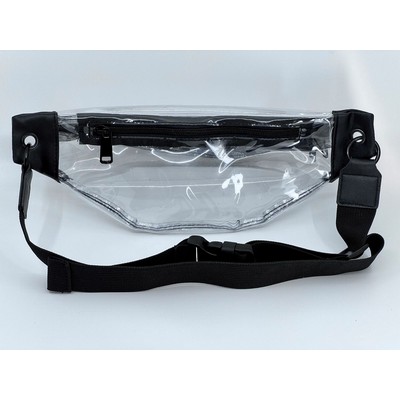 Clear Fanny Pack w/Leatherette Accents