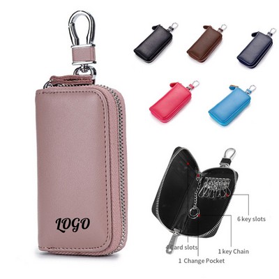 Leather Car Key Holder Bag with Zipper