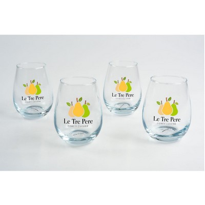 Set Of 4 Stemless Wine Glass Gift Set