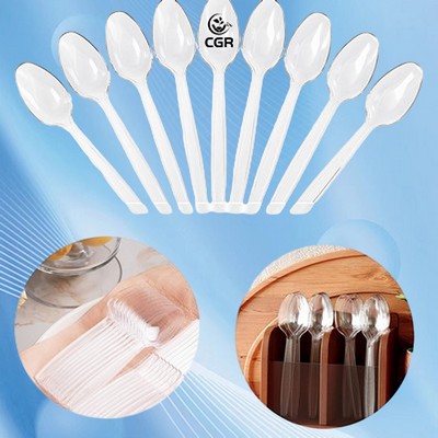 Disposable Heavy Duty Transparent Plastic Silverware Spoon Cutlery Set