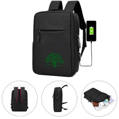 Water Resistant Laptop Backpack With Usb Charging Port