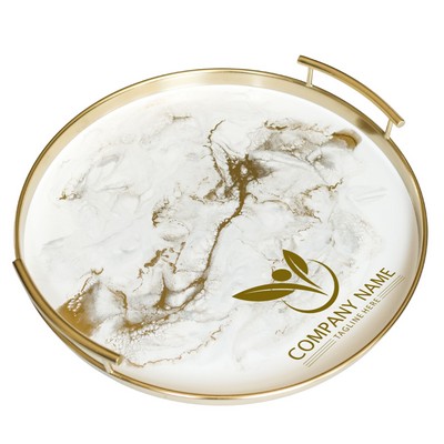 Gold Metal Round Tray - Gold Quartz