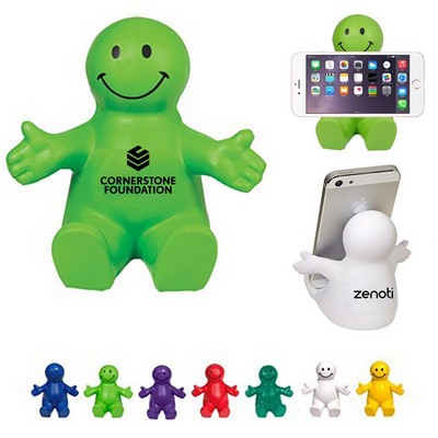 4" Squeezable Smile Face Guy Phone Holder & Squeezable Stress Reliever