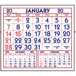 12-Sheet Stock Calendar Pad w/3 Month Business Display