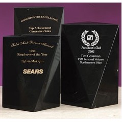 6" Black Genuine Marble Square Pillar Award