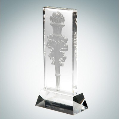 Victory Flame Optical Crystal Pate De Verre Award Plaque